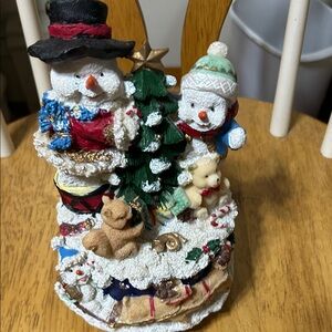 Revolving Musical Festive Snowman and Tree Holiday Decor